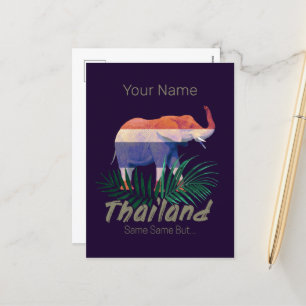 Thailand Elephant Flag Dschungel Verlasse Thai Sou Feiertagspostkarte