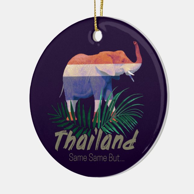 Thailand Elephant Flag Dschungel Verlasse Thai Sou Keramik Ornament (Links)