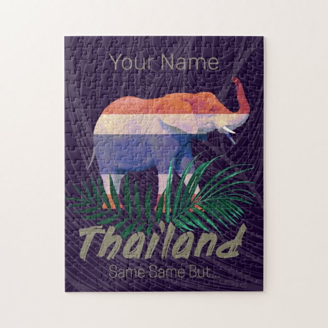 Thailand Elephant Flag Dschungel Verlasse Thai Sou Puzzle (Vertikal)