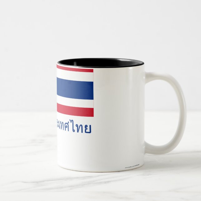 Thailand-Flagge mit Namen in thailändischem Zweifarbige Tasse (Rechts)