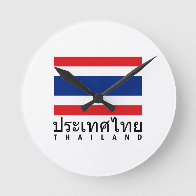 Thailand-Flagge Runde Wanduhr (Vorderseite)