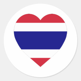 Thailand-Flaggen-Herz Runder Aufkleber