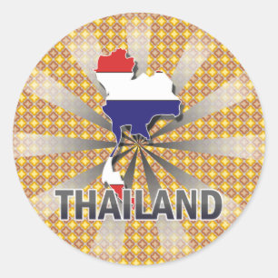 Thailand-Flaggen-Karte 2,0 Runder Aufkleber