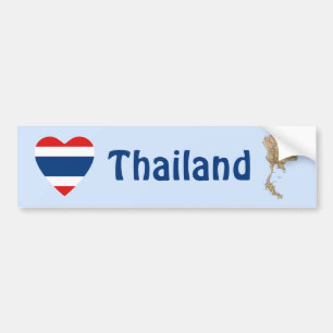 Thailand Flaggenherz + Karte Autoaufkleber