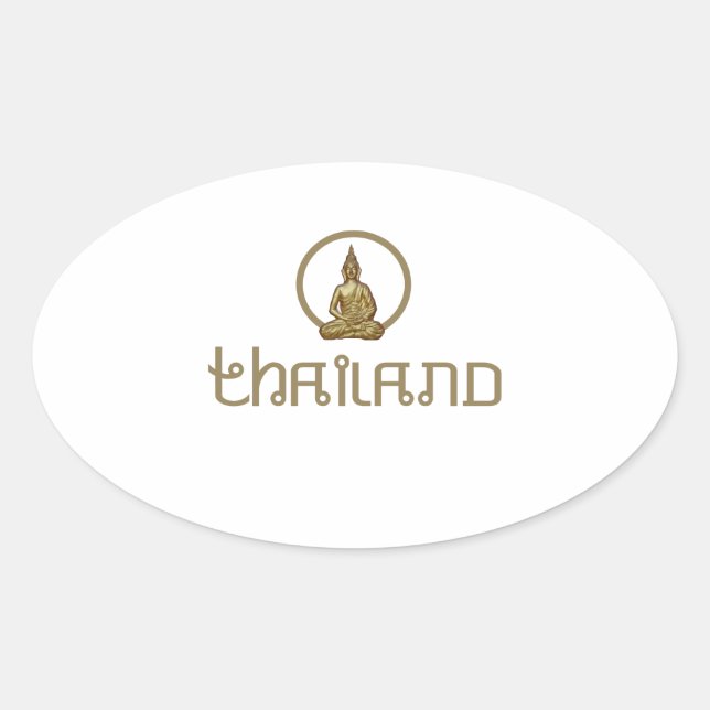 Thailand Gold Statue Ovaler Aufkleber (Vorderseite)