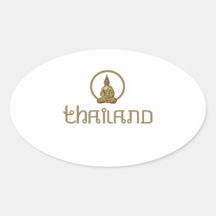 Thailand-Goldstatue Ovaler Aufkleber