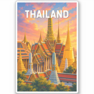 Thailand Illustration Reise Kunst Vintage Aufkleber