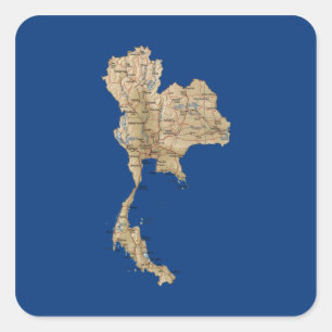 Thailand-Karten-Aufkleber Quadratischer Aufkleber