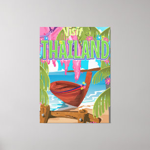 Thailand lustiges Vintage-Reiseposter Leinwanddruck