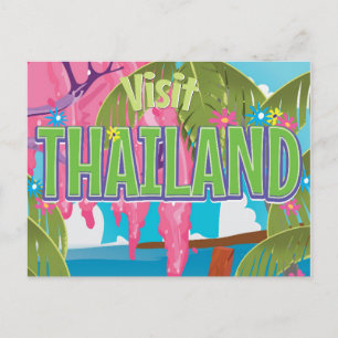 Thailand lustiges Vintage-Reiseposter Postkarte