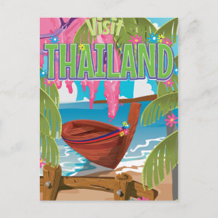 Thailand lustiges Vintage-Reiseposter Postkarte