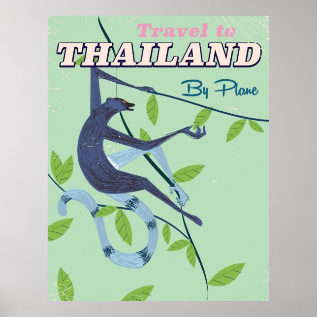 Thailand Monkey Vintage Print Poster (Vorne)