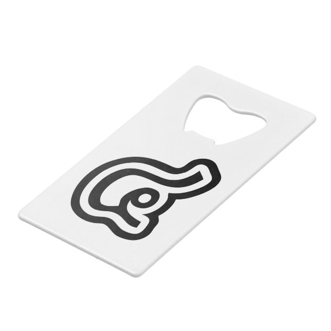 Thailand Nummer 4 / Vier / ๔ (siehe/Si) Thailändis Kreditkartenflaschenöffner (Vorderseite Schrägansicht)