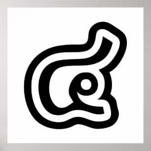 Thailand Nummer 4 / Vier / ๔ (siehe/Si) Thailändis Poster