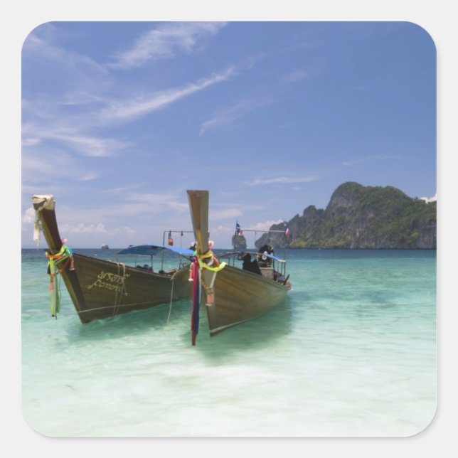 Thailand, Phi Phi Don Island, Yong Kasem Beach, Quadratischer Aufkleber (Vorderseite)