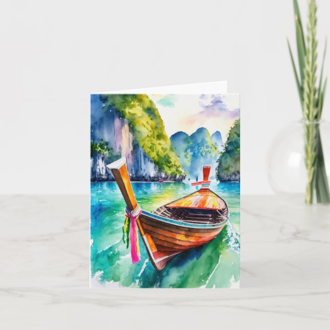 Thailand Phi Phi Island Watercolor Cards Krabi Karte (Vorderseite)