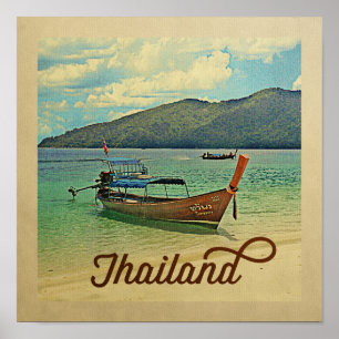 Thailand-Plakat-Vintage Reise-thailändisches Boot Poster