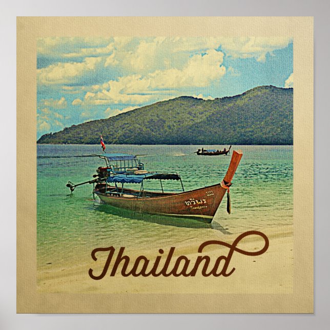 Thailand Poster Vintage Travel Thai Boat (Vorne)
