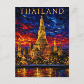 Thailand: Radiant Sunset Wat Arun Art Souvenir Postkarte