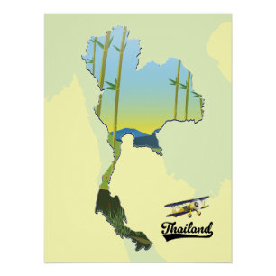 Thailand-Reisekarte Poster