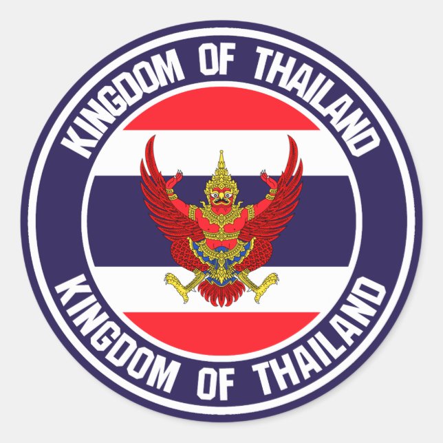 Thailand-RundEmblem Runder Aufkleber (Vorderseite)