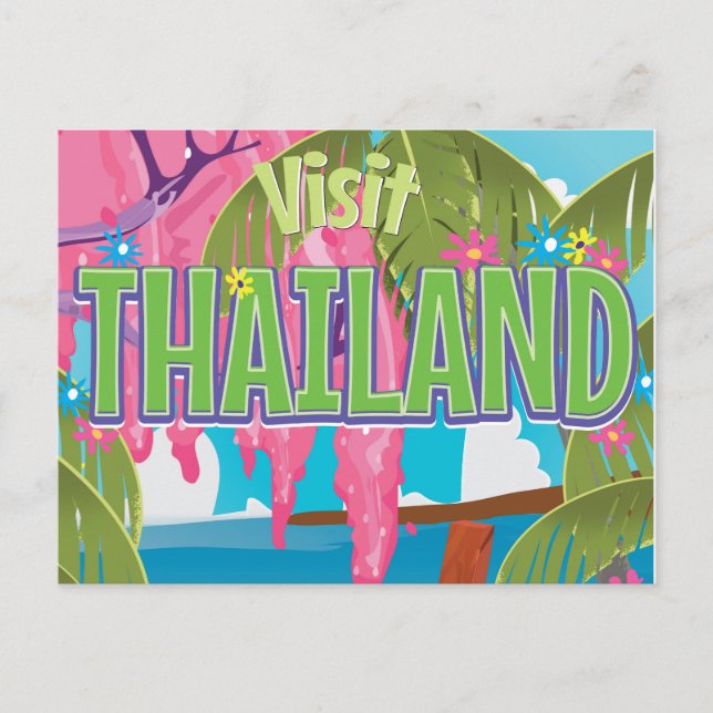 Thailand Spaß Vintage Reiseplakat Postkarte (Vorderseite)