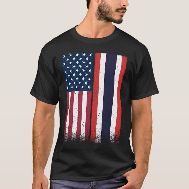 Thailand  Thai American Flags Proud USA Thailand T-Shirt (Vorderseite)
