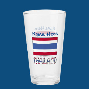 Thailand Thai Flag Blau Personalisiertes Trinken Glas
