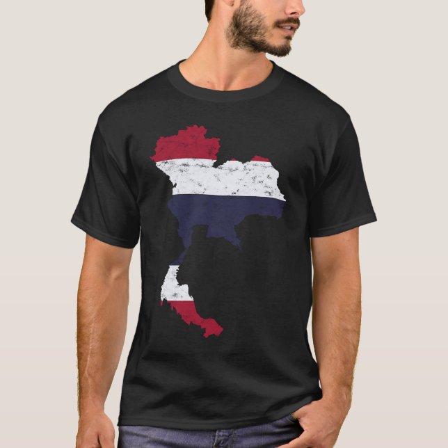 Thailand Thai Flag Map Silhouette Travel Vacation  T-Shirt (Vorderseite)