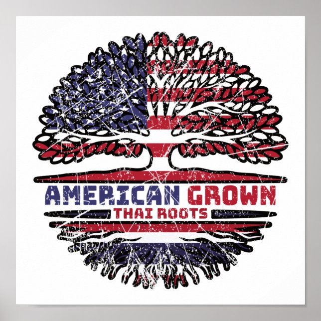 Thailand Thai USA USA Vereinigte Staaten Tree Poster (Vorne)