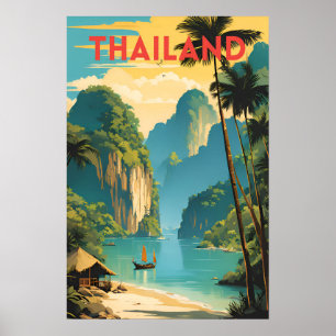 Thailand Traditionelles Reiseplakat Poster