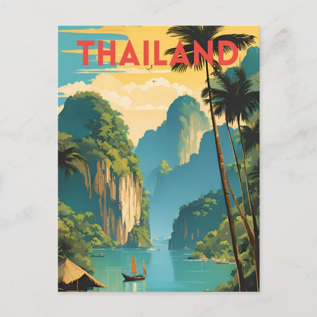 Thailand Traditionelles Reiseplakat Postkarte (Vorderseite)