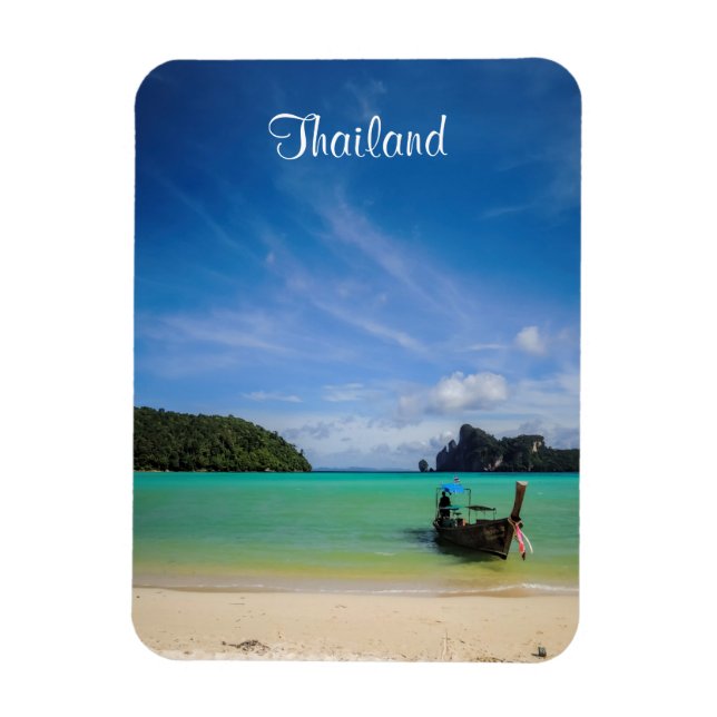 Thailand Travel Beach Foto mit Fischerboot Magnet (Vertikal)
