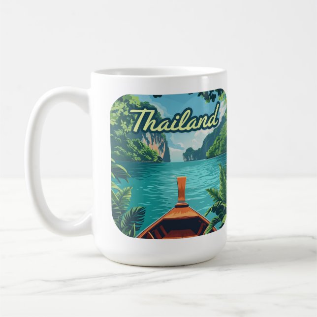 Thailand Tropical Island Long Schwanz Boat Vintag Kaffeetasse (Links)