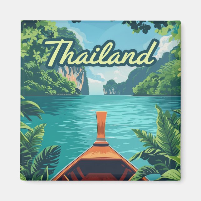 Thailand Tropical Island Long Schwanz Boat Vintag Magnet (Vorne)