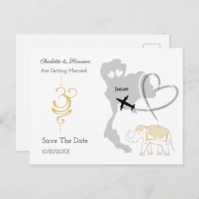 Thailand - tropische Hochzeit Ankündigungspostkarte (Vorne/Hinten)
