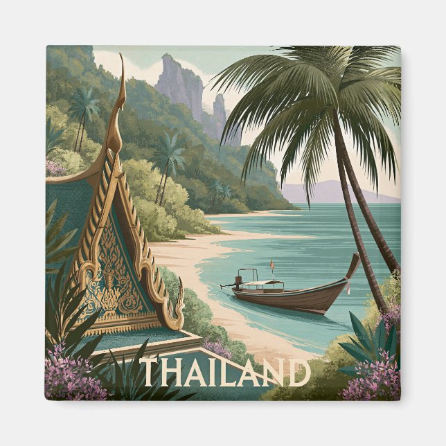 Thailand Tropische Illustration Magnet (Vorne)