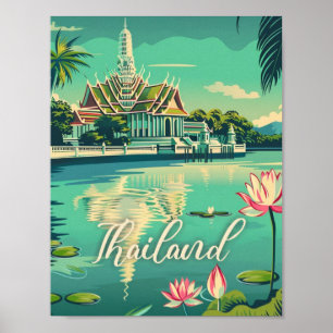 Thailand Vintag Berühmter Reiseort Poster