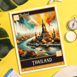 Thailand   Vintage Malerei Postkarte
