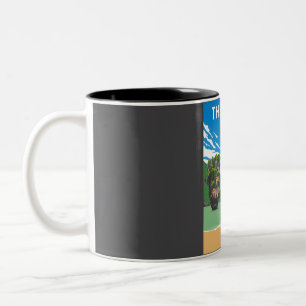 Thailand Vintage Minimal Retro Country Travel Post Zweifarbige Tasse