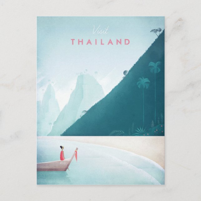 Thailand Vintage Travel Poster - Art Postkarte (Vorderseite)