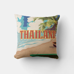 Thailand Vintage Travel Poster Kissen