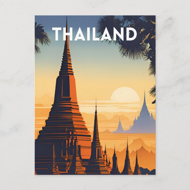 Thailand Vintage Travel Poster Postkarte (Vorderseite)