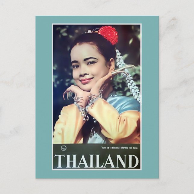 Thailand | Vintages Thai Lady Travel Poster Postkarte (Vorderseite)