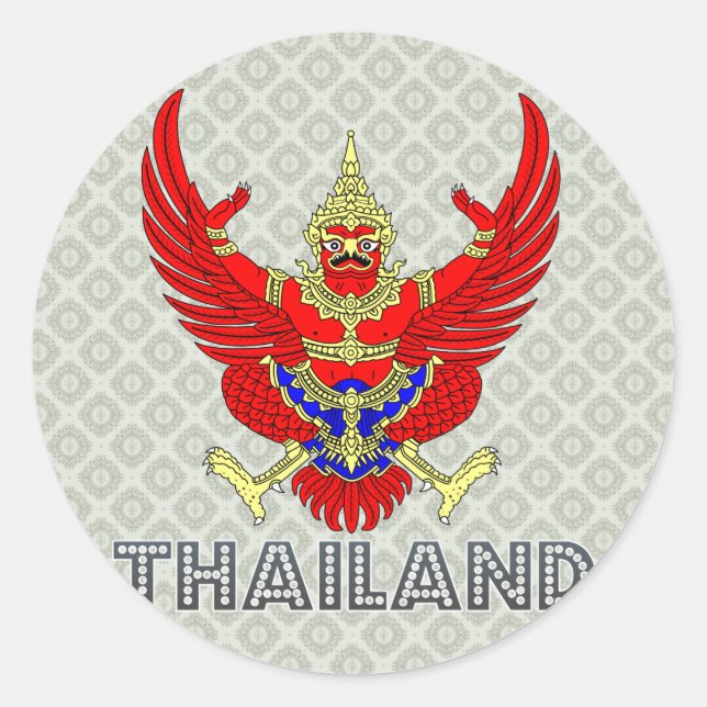 Thailand-Wappen Runder Aufkleber (Vorderseite)