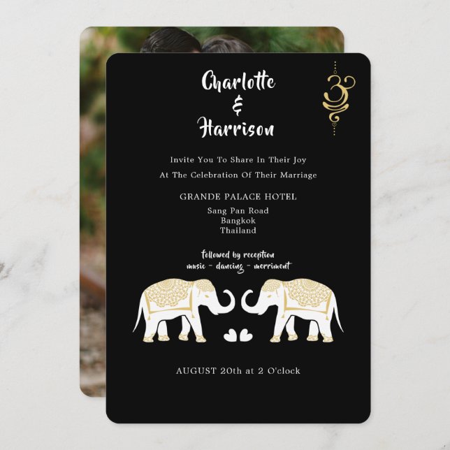 Thailand Wedding Destination Foto Einladung (Vorne/Hinten)