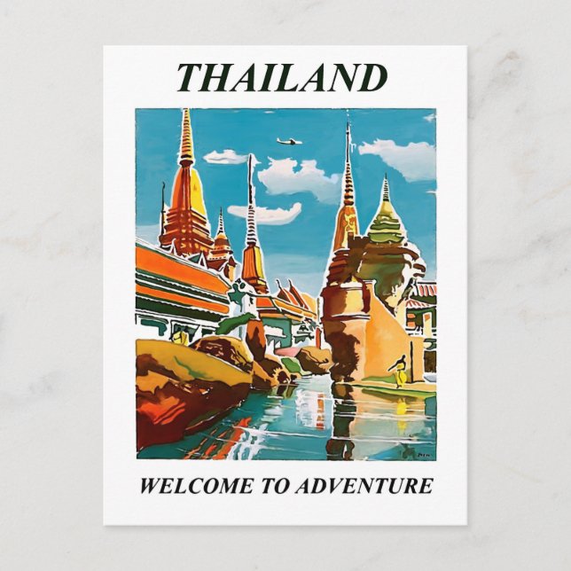 Thailand, willkommen zum Abenteuer. Vintage Postkarte (Vorderseite)