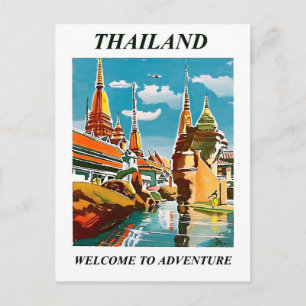 Thailand, willkommen zum Abenteuer. Vintage-Reise Postkarte