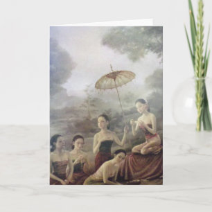 Thailändische antike Artdruck-Grußkarte Karte