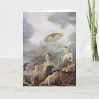 Thailändische antike Artdruck-Grußkarte Karte